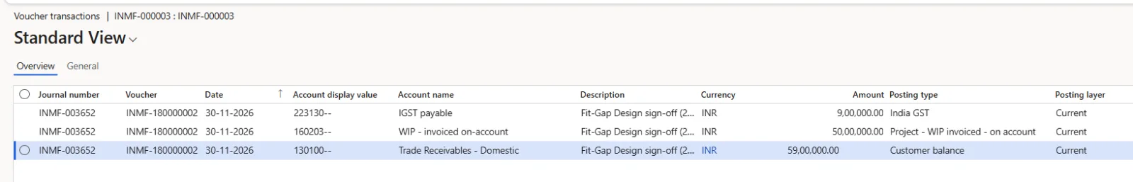 Voucher INMF-180000002: Fit-Gap Design sign-off invoice
