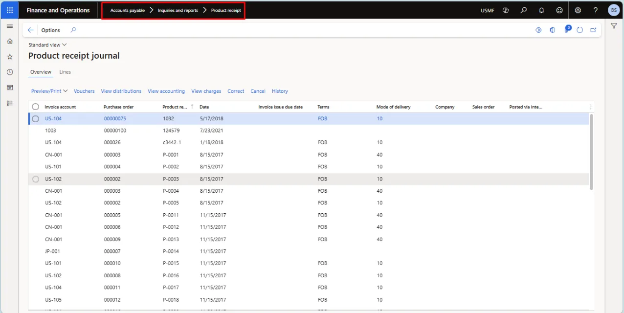 Screenshot — Product receipt