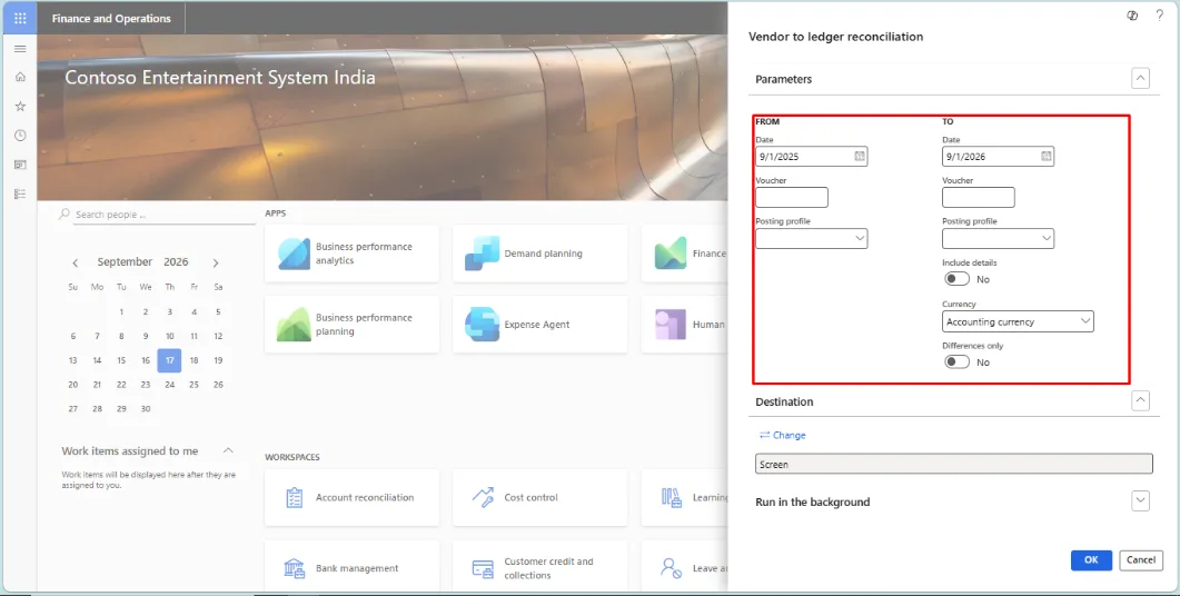 Screenshot — Vendor Ledger Reconciliation