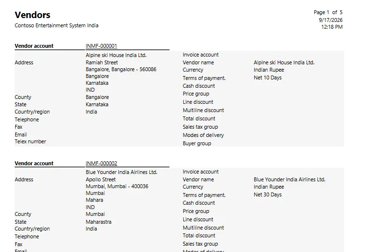 Screenshot — Vendors