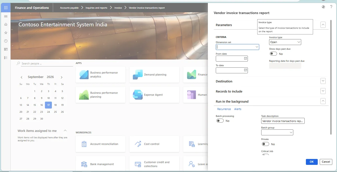 Screenshot — Vendor Invoice Transactions Report
