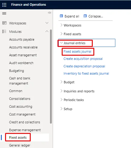 Screenshot — Depreciation on Fixed Assets