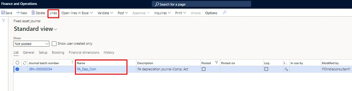 Screenshot — Depreciation on Fixed Assets