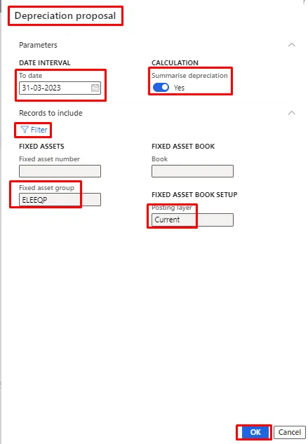 Screenshot — Depreciation on Fixed Assets