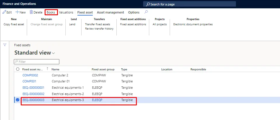 Screenshot — Depreciation on Fixed Assets