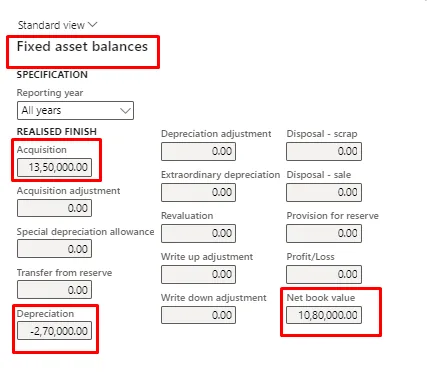Screenshot — Depreciation on Fixed Assets