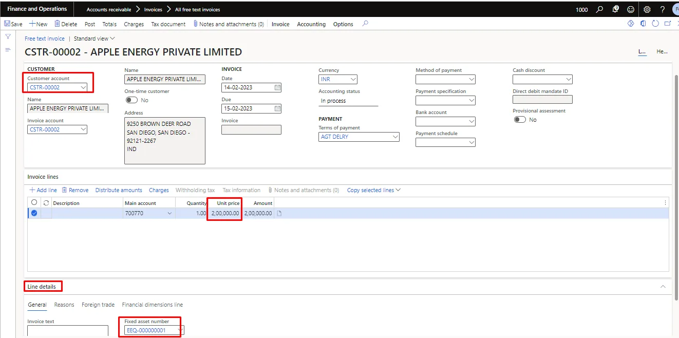 Screenshot — Fixed asset Disposal - Sale