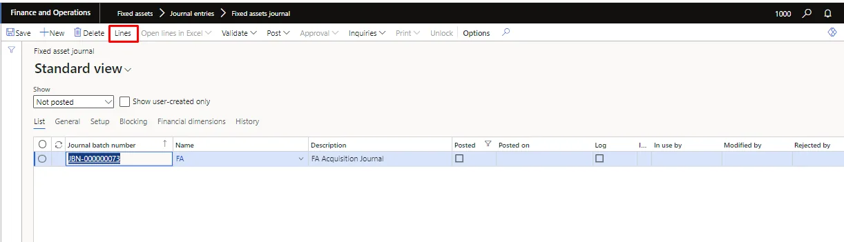 Screenshot — Fixed asset Disposal - scrap