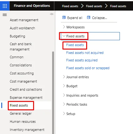 Screenshot — Fixed asset transfer
