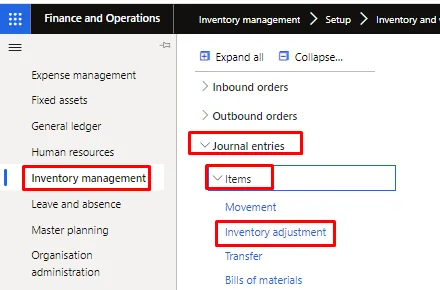 Screenshot — Fixed asset transfer