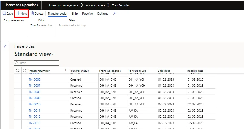 Screenshot — Fixed asset transfer