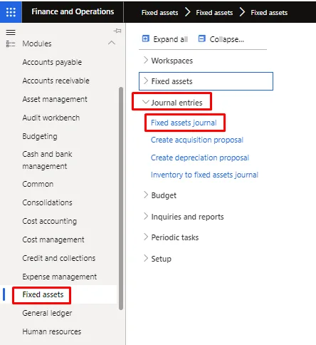Screenshot — Split a Fixed asset.