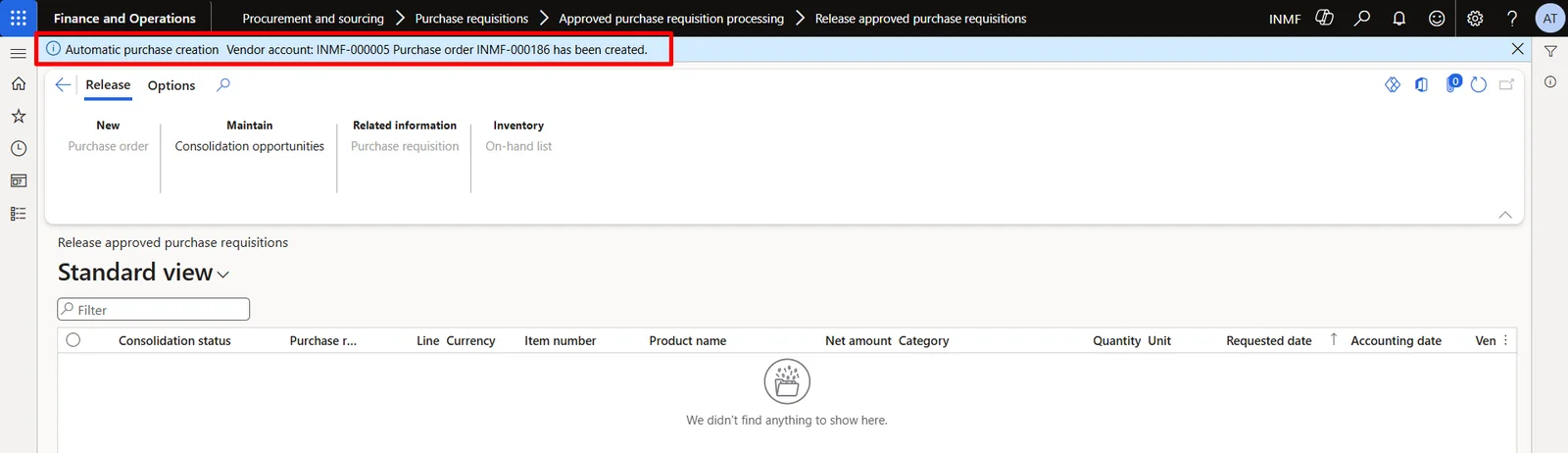 Screenshot — Acquisition of Fixed Assets