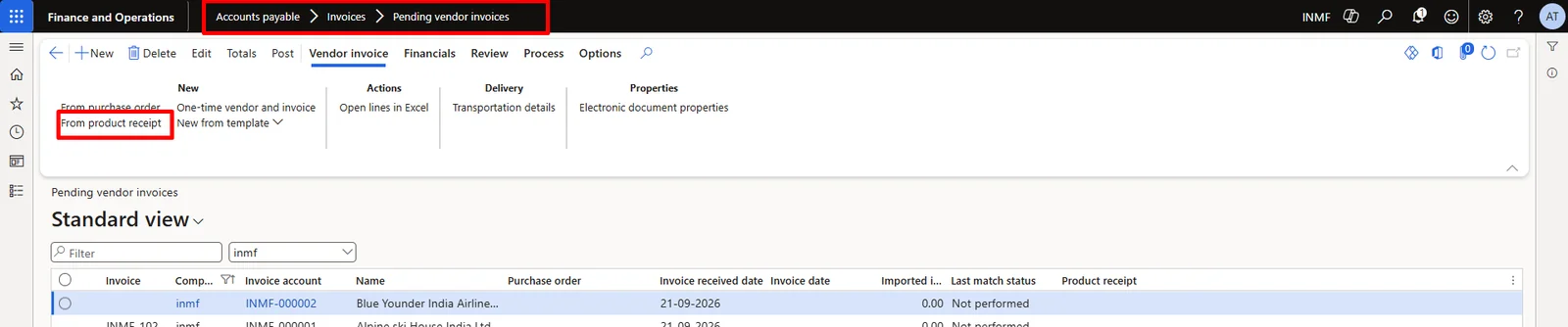Screenshot — Acquisition of Fixed Assets