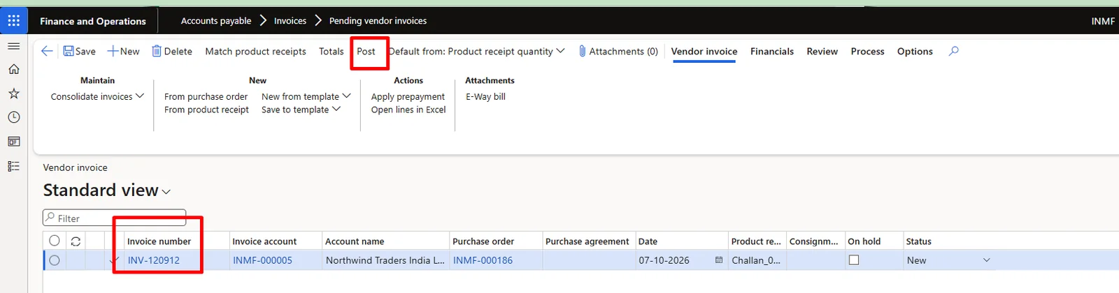 Screenshot — Acquisition of Fixed Assets