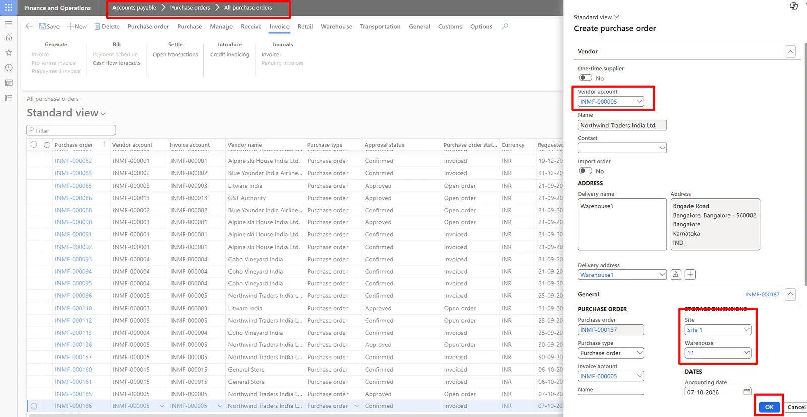 Screenshot — Acquisition of Fixed Assets