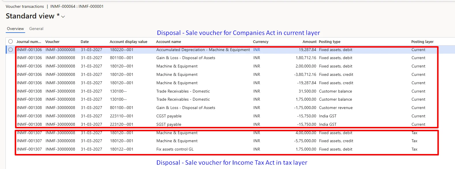 Screenshot — Fixed asset Disposal - Sale