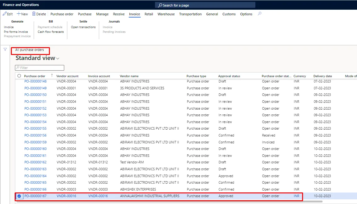 Screenshot — Acquisition of Fixed Assets
