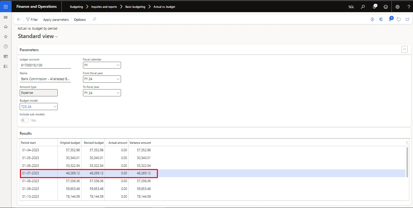 Screenshot — Transferring The Budget from Month to Another Month Outside of The Group