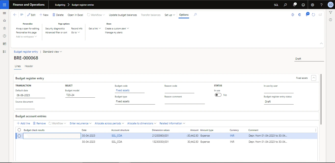 Screenshot — Accumulated Depreciation