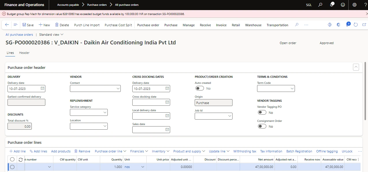 Screenshot — Attaching The Attachment During Creating The Budget Request On Purchase Order