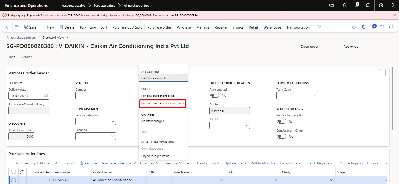 Screenshot — Attaching The Attachment During Creating The Budget Request On Purchase Order