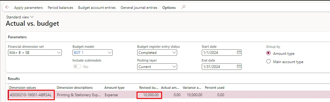 Screenshot — Budget Control must be on Posting on PO while Invoicing (System Must give warning on 80% & must block on 100 % Exceed of Budget)