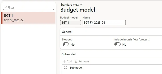 Screenshot — Budget Model