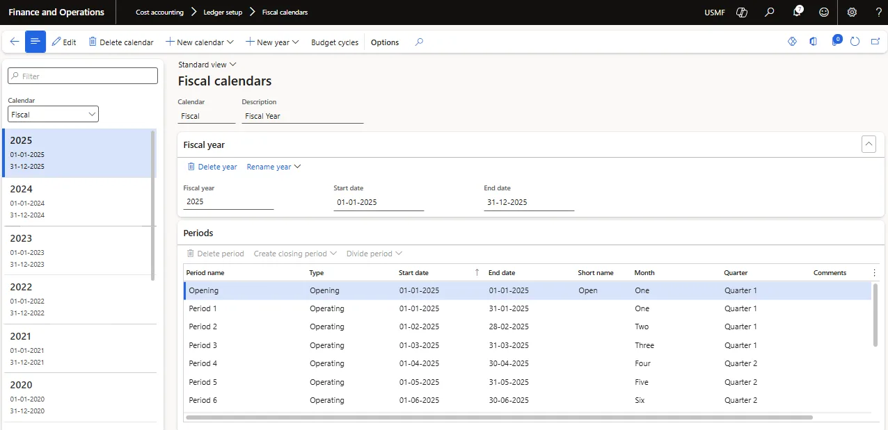 Screenshot — Fiscal Calendar