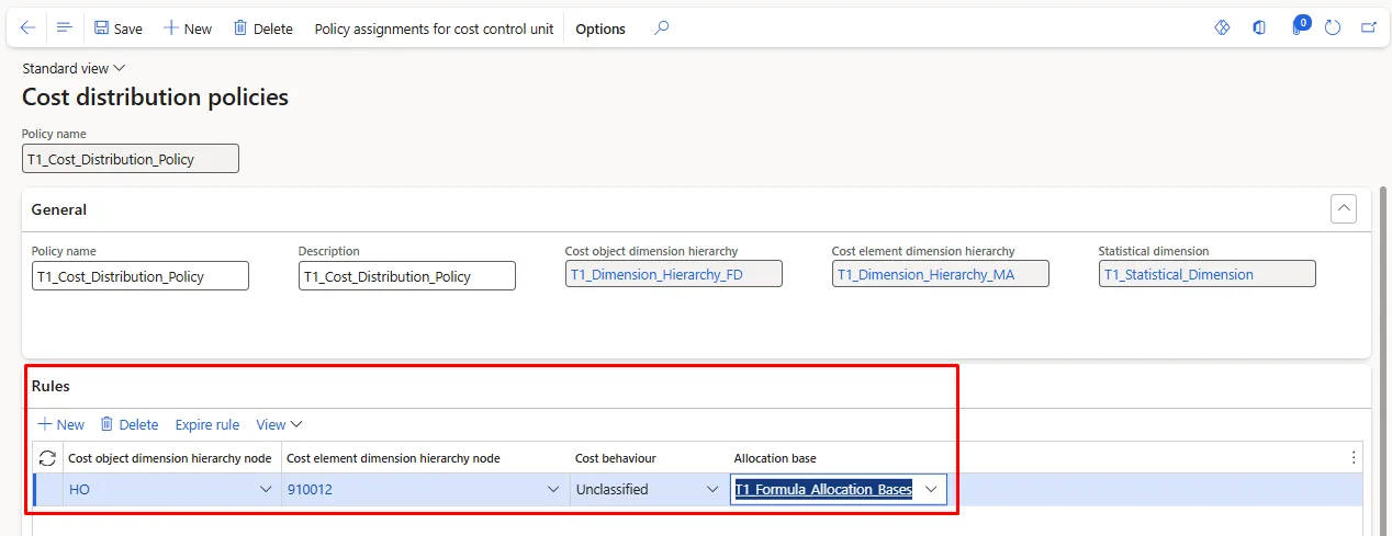 Screenshot — Allocation Setup