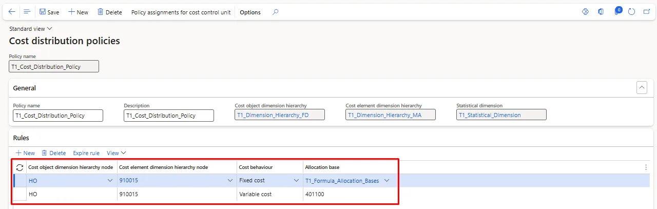 Screenshot — Allocation Setup