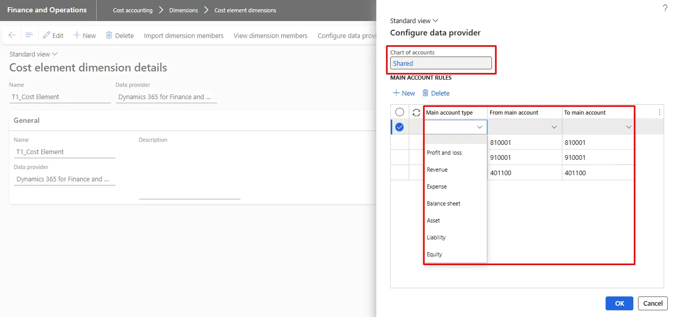Screenshot — Create A Cost Element