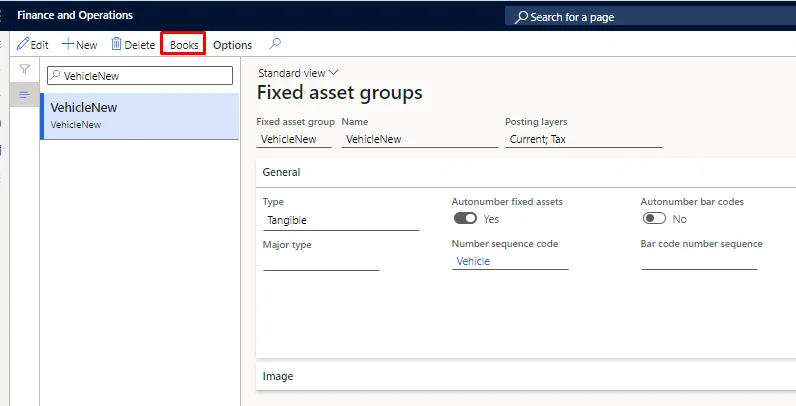 Screenshot — Fixed asset groups: