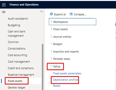 Screenshot — Depreciation profiles: