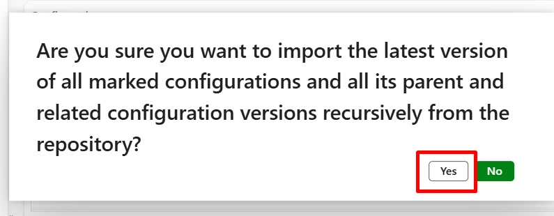 Confirming the recursive import of the format and its parent configurations