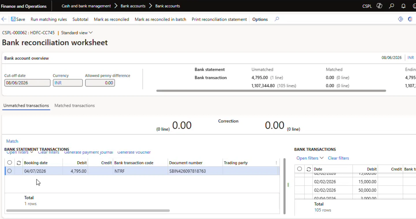 Bank reconciliation worksheet under Modern bank reconciliation