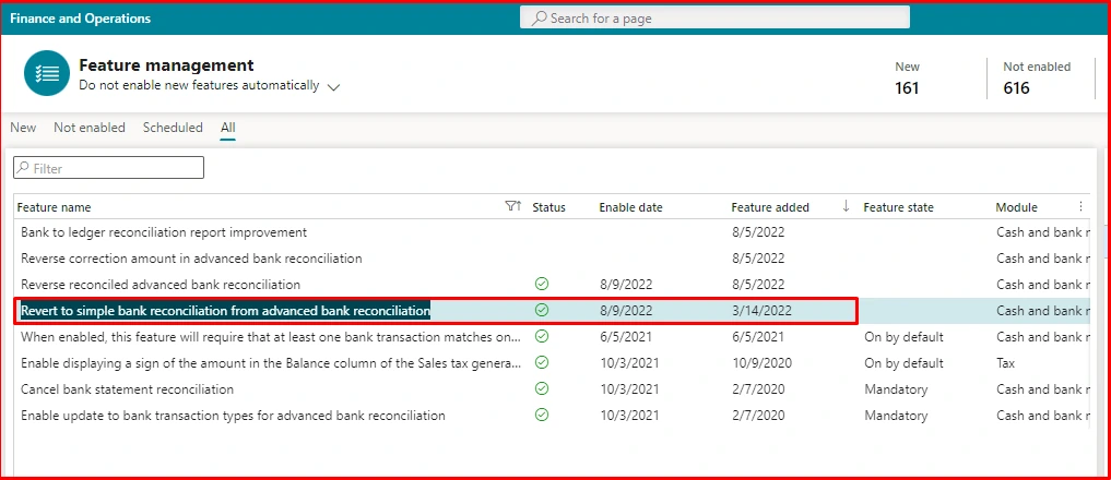 Enabling the revert feature
