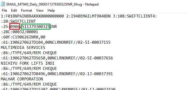 The :25: tag split into routing number and bank account number