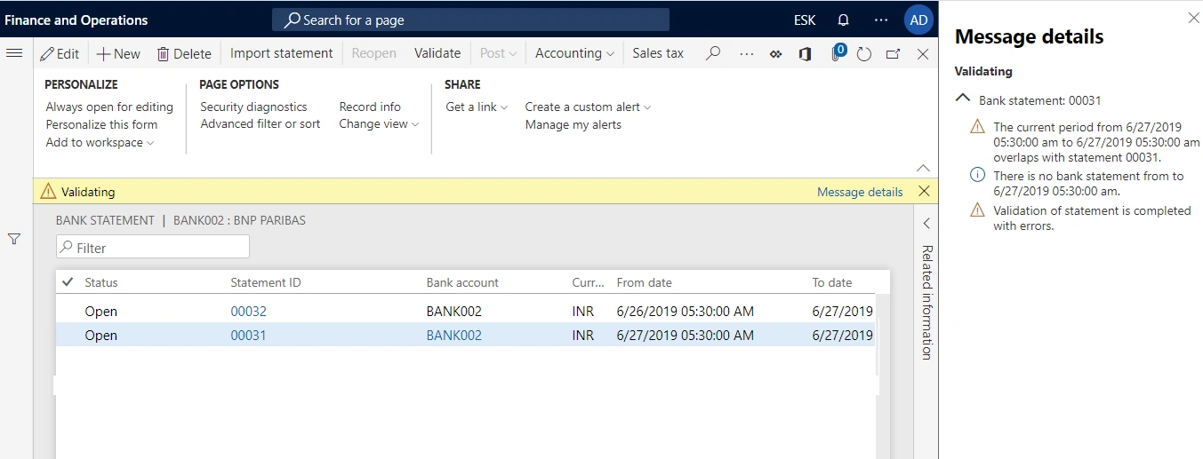 Validation warning where statement periods overlap
