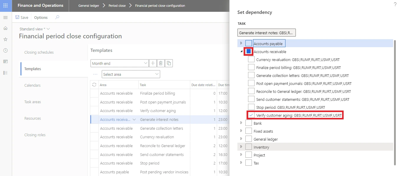 Setting dependencies between closing tasks