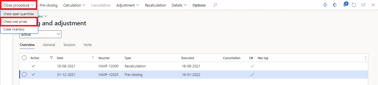 Screenshot — 6.5 Step 3 — Check cost prices – Not mandatory