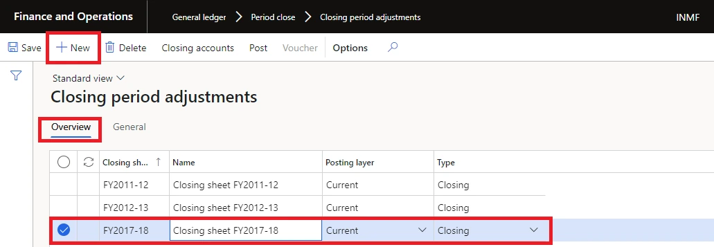 Creating a closing sheet