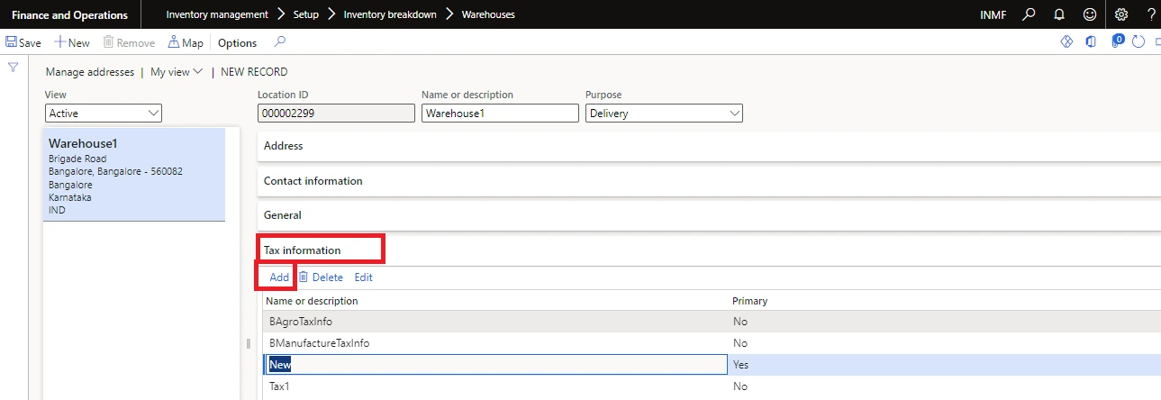 Screenshot — Assigning the group to warehouses