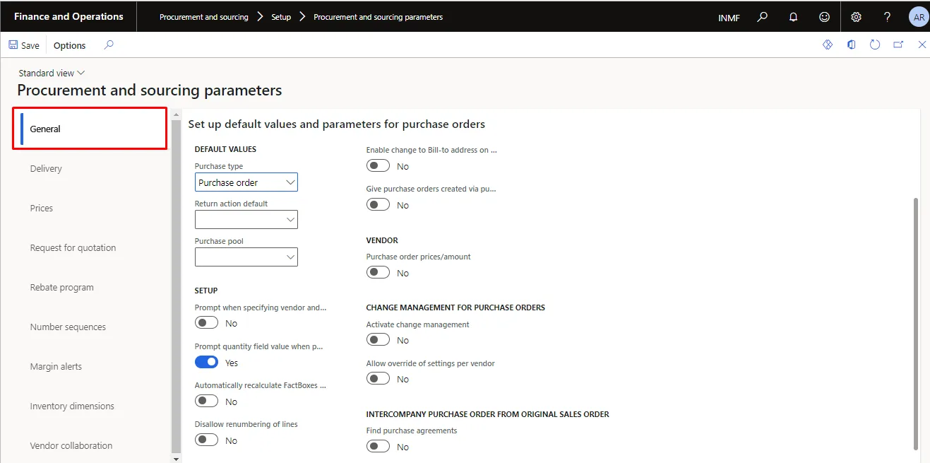 Screenshot — General Parameters