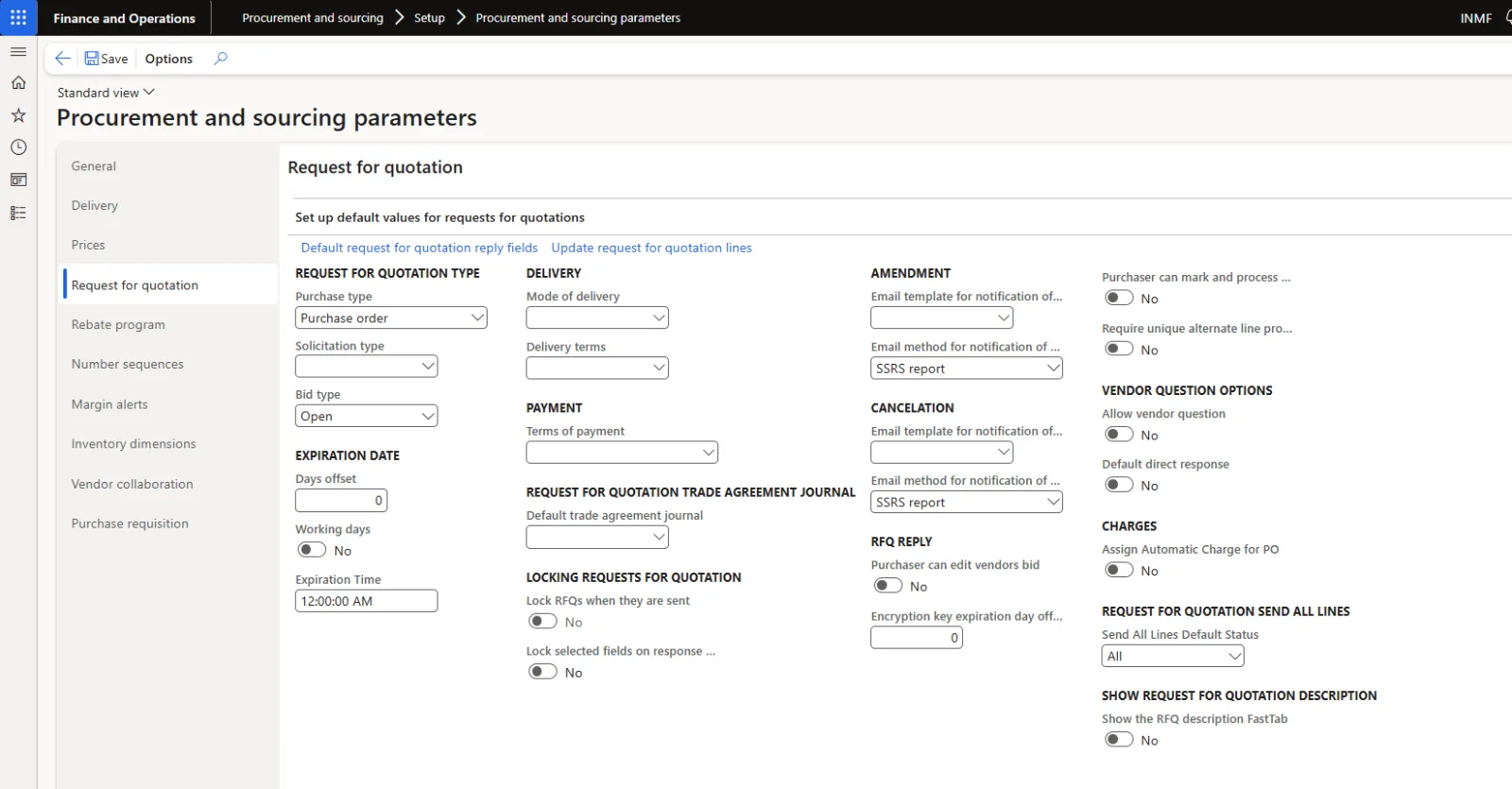 Screenshot — Request for quotation