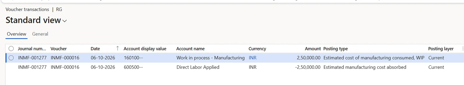 Voucher transactions – Route card