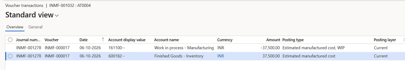 Voucher transactions – Report as finished