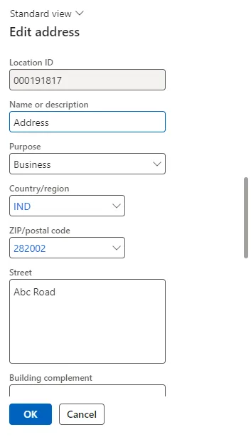 Screenshot — Address