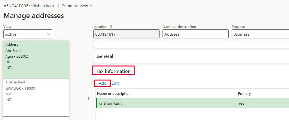 Screenshot — Address