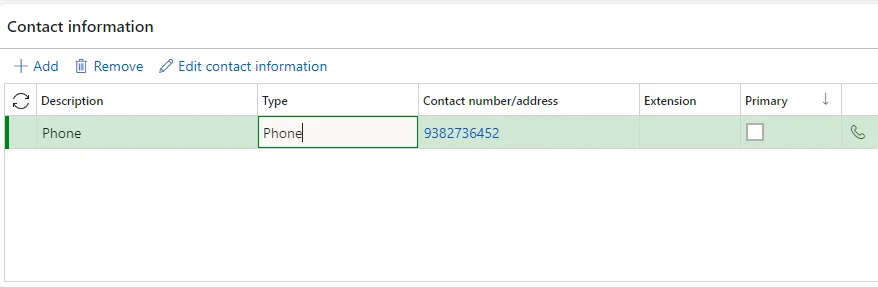 Screenshot — Contact information